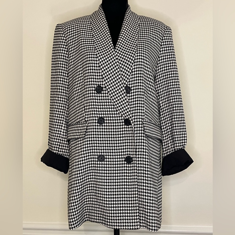 CeCe Houndstooth Double-Breasted Blazer. Size 16.